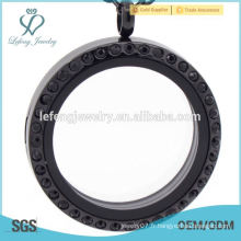 Chunky wholesale black lockets jewelry, round crystal magnétique pendants designers vente chaude